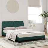 vidaXL Bed met matras fluweel donkergroen 120x200 cm