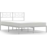 vidaXL Bedframe met hoofdbord metaal wit 140x200 cm