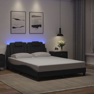vidaXL - Bedframe - met - LED-verlichting - kunstleer - zwartx190 - cm