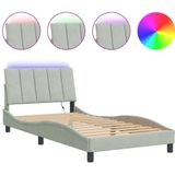 vidaXL Bedframe met LED-verlichting fluweel lichtgrijs 100x200 cm