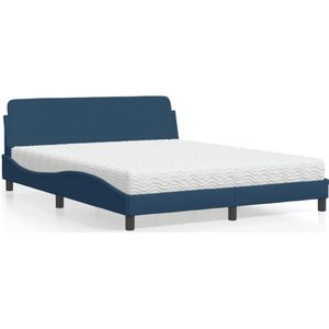vidaXL Bed met matras stof blauw 160x200 cm