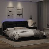 vidaXL Bedframe met LED-verlichting kunstleer zwart en wit 180x200 cm