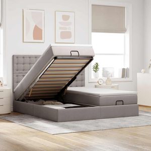 vidaXL Ottoman bed met matrassen en LED's 180x200cm stof taupe