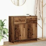 vidaXL Dressoir met lade 80x34x76 cm spaanplaat oud hout