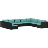 VidaXL 10-delige Loungeset met Kussens - Poly Rattan Zwart