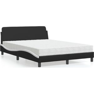 vidaXL Bed met matras kunstleer zwart en wit 140x190 cm