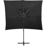 VidaXL Zweefparasol Dubbel Dak 250x250 cm Zwart