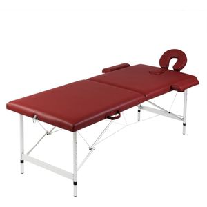 vidaXL Massagetafel met 2 zones inklapbaar aluminum frame rood