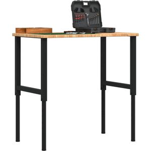 vidaXL Werkbank rechthoek 100x60x(71,5-98) cm eikenhout lichtbruin