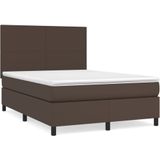 VidaXL-Boxspring-met-matras-kunstleer-bruin-140x190-cm