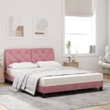 vidaXL Bed met matras fluweel roze 140x200 cm