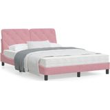 vidaXL Bed met matras fluweel roze 140x200 cm