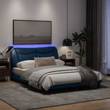 vidaXL Bedframe met LED-verlichting stof blauw 140x190 cm