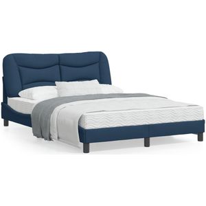 vidaXL Bedframe met LED-verlichting stof blauw 140x190 cm