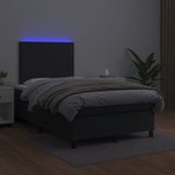 vidaXL Boxspring met matras en LED kunstleer zwart 120x190 cm