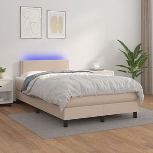 VidaXL Boxspring met Matras en LED Kunstleer Cappuccino 120x200cm