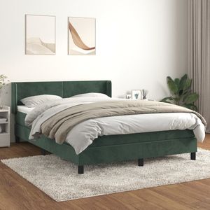 vidaXL Boxspring met matras fluweel donkergroen 140x200 cm