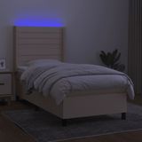 vidaXL Boxspring met matras en LED stof crèmekleurig 100x200 cm