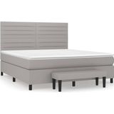 vidaXL Boxspring met matras stof lichtgrijs 160x200 cm