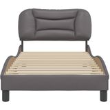 vidaXL Bedframe met hoofdbord kunstleer grijs 80x200 cm