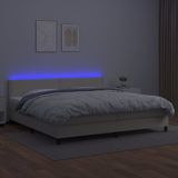 vidaXL Boxspring met matras en LED kunstleer crèmekleurig 200x200 cm