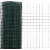 vidaXL Kippengaas 25x1,5 m staal met PVC coating groen