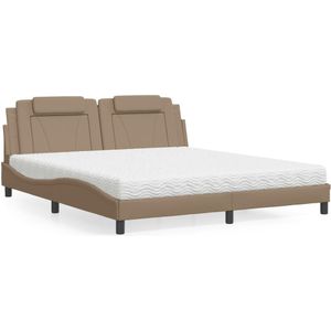 vidaXL Bed met matras kunstleer cappuccinokleurig 180x200 cm