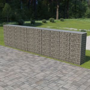 VidaXL Schanskorfmuur met Deksel 600x50x150 cm - Gegalvaniseerd Staal