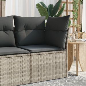 vidaXL Tuinhoekbank met kussens poly rattan lichtgrijs