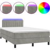 vidaXL Boxspring met matras en LED fluweel lichtgrijs 120x190 cm