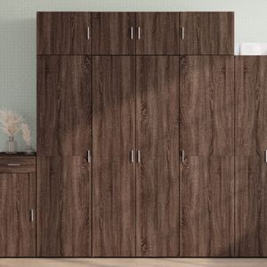 vidaXL Hoge kast 80x42,5x185 cm bewerkt hout bruin eikenkleurig