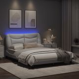 vidaXL Bedframe met LED-verlichting kunstleer wit 120x200 cm