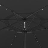 vidaXL Parasol met LED-verlichting en metalen paal - 400 cm Zwart
