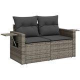 vidaXL 4-delige Loungeset met kussens poly rattan grijs