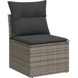 vidaXL 4-delige Loungeset met kussens poly rattan grijs