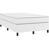 vidaXL Boxspring met matras kunstleer wit 120x190 cm