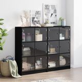 vidaXL-Boekenkast-met-deuren-136x37x109-cm-bewerkt-hout-zwart