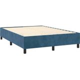 vidaXL Boxspring met matras fluweel donkerblauw 140x200 cm