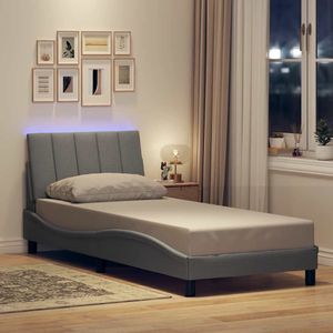 vidaXL Bedframe zonder matras 80x200 cm stof lichtgrijs