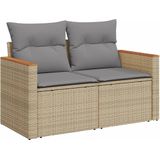 vidaXL 4-delige Loungeset met kussens poly rattan gemengd beige