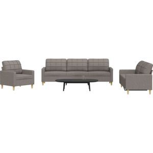 vidaXL 3-delige Loungeset stof taupe