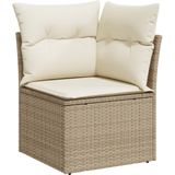 vidaXL 4-delige Loungeset met kussens poly rattan beige