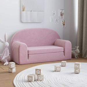 vidaXL - Kinderslaapbank - Roze - Zacht Pluche - 2-in-1 Ontwerp