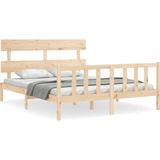 VidaXL Bedframe Massief Hout 160x200 cm met Hoofdbord