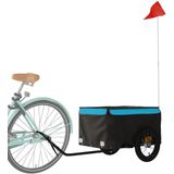 vidaXL Fietstrailer 30 kg ijzer zwart en blauw