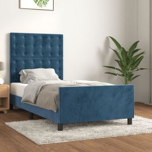 vidaXL Bedframe met hoofdeinde fluweel donkerblauw 100x200 cm