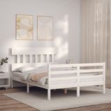 VidaXL Bedframe Massief Hout Wit 4FT6 Double