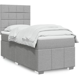 vidaXL Boxspring met matras stof lichtgrijs 90x200 cm