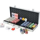 vidaXL Pokerset met 500 chips - Aluminium koffer - Geschikt voor alle seizoenen