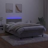 vidaXL Boxspring met matras en LED fluweel lichtgrijs 120x200 cm
